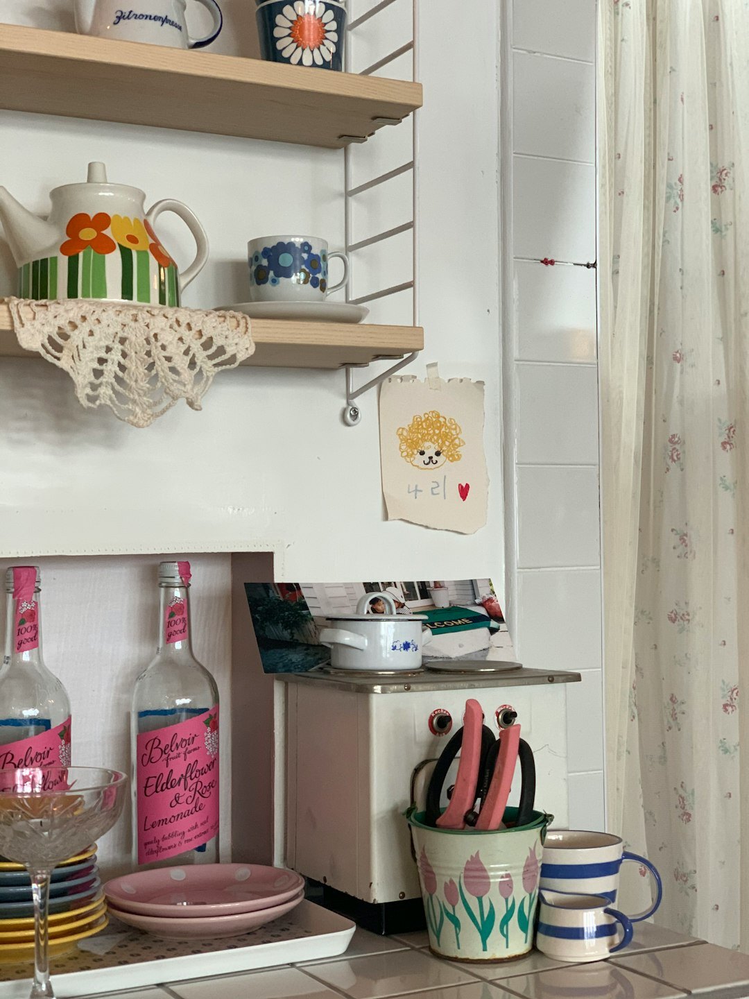 cleaning supplies on shelf